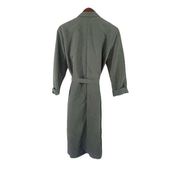 H&M Divided Women’s Dark Sage Green Belted Long Trench Size Small - Picture 3 of 15